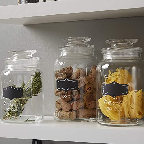Glass Canister Set For Kitchen Or Bathroom With Airtight Lid And Chalkboard Labels, Apothecary Glass Food Storage Jars - Set Of 3 Cookie Jars, Candy, Coffee, Flour, Sugar, Rice, Pasta, Cereal & More, Clear Storage Containers! #TOP7