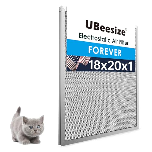 UBeesize 18x20x1 Reusable Electrostatic Air Filter HVAC AC Furnace Filter,MERV 8,Washable,Lasts a Lifetime,Permanent Air Filter,Breathe Fresher,Home And Office(Actual Size:17.52x19.61x0.82Inch)
