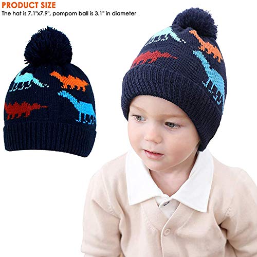 DUHGBNE Strickmütze Wintermütze Warme Mütze Beanie Warm Baby Wintermütze Wintermütze Junge and Baby Mütze Baby Slouch Kinder Beanie Tierdruck Plüsch – Bild 5