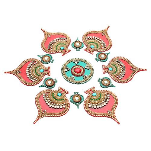 Rangoli acrílico de diseño reutilizable para decoración tradicional del hogar 3