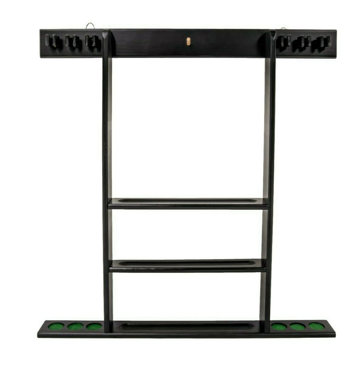 Pegasi Billard Wandhalterung Deluxe - Wandqueuehalter - Billard Queue Halter Wandmontierter - Pool Cue Wall Mounted Rank - 39 x 3,5 x 3,5 cm - Für 6 Queues und Bälle - Holz - Schwarz
