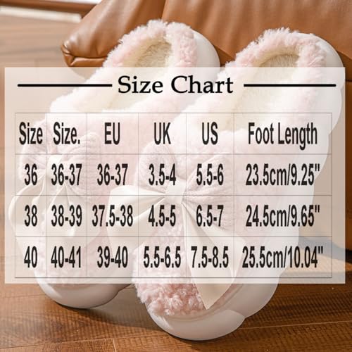 Cloud Slipper for Women Bow Embellished Cute Fuzzy Slide Soft Lounging Keep Warm Sandal Lightweight Winter Fall Shoe3