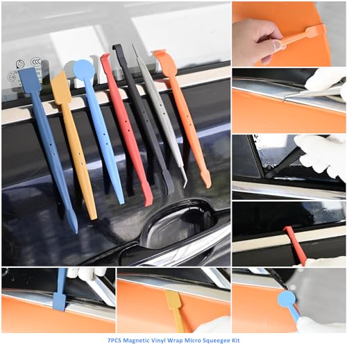 Image of EHDIS Window Tinting Tool Kit: 7pcs Magnetic Vinyl Wrap Micro Stick Squeegee, 3pcs Hardness Squeegee, 2pcs PPF Tool for Car Vinyl Film Application