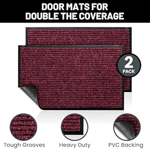 Sierra Concepts Front Door Mat Welcome Floor Mats - Entryway Indoor Outdoor Entrance Doormat, Patio, Porch, Muddy Shoe, Inside Outside Low Profile, 30x17 inches, 2-Pack Red Sierra Concepts Front Door Mat Welcome Floor Mats Entryway Indoor Outdoor Entrance Doormat Patio Porch Muddy Shoe Inside Outside Low Profile 30×17 inches 2 Pack Red