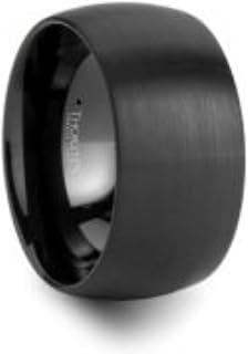 MILWAUKEE Round Black Tungsten Carbide Ring With Brushed Finish