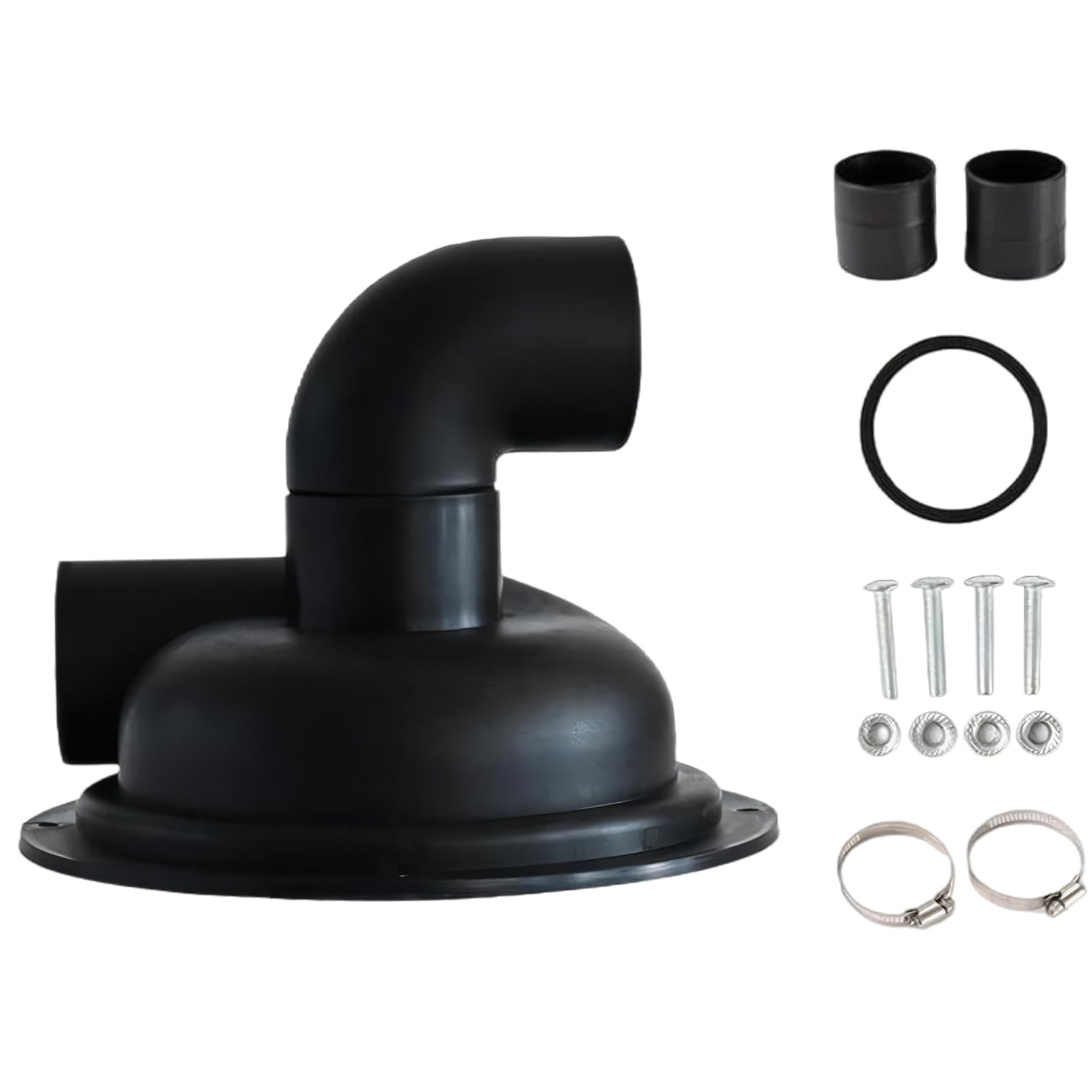Coperchio di ciclone della polvere con gomito, coperchio del separatore nero 197mm, tappo del separatore ciclone PP pre-perforato per il sistema a vuoto, accessori per collezionisti di polvere