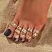 INENIMARTJ Gold Toe Rings for Women, Vintage Style Open Ring Set, Adjustable Summer Beach Foot Jewelry (Gold)
