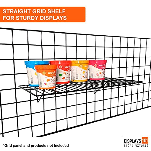 Displays101 3-Pack Black Wire Slatwall And Gridwall Shelves 24" W X 12" D. Works With All Gridwall And Slatwall Panels. Display Shelves Ideal For Retail #TOP1