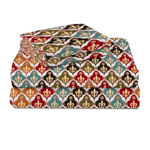 Image of HOMEKART 144 Tc Microfiber Jaipuri Single Bedsheet (60x90 inches) with Pillow Cover for Your Home, Multicolour
