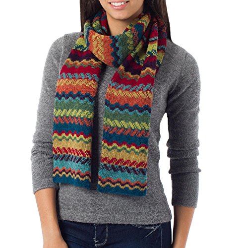 NOVICA Artisan 100% Alpaca Scarf 'Fresh Winter' – Best artisan multicolored