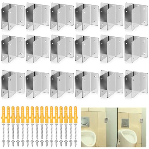 Blulu 16 Pack Large Two Ear Urinal Screen Bracket for 1 In. Thick Panels with Fasteners Polished Double Height Urinal Screen Clips Bathroom Partition Hardware for New Installations or Repairs by Blulu - Used condition - US$100.69