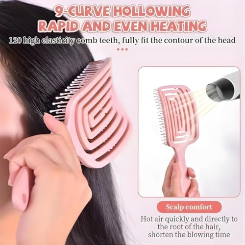 Image of Premium 3D Detangling Hair Brush for Women & Men- Anti Hair Fall Comb for Curly, Wavy & Straight Hair | Hair Straightening Brush, Wet & Dry Styling Brush | Scalp Massager, Frizz Control & Tangle Free Grooming Brush (Pink)