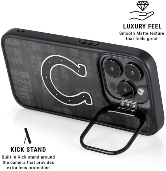 Skinit Kickstand Phone Case Compatible with iPhone 16 Pro - Officially Licensed NFL Indianapolis Colts Black & White Design