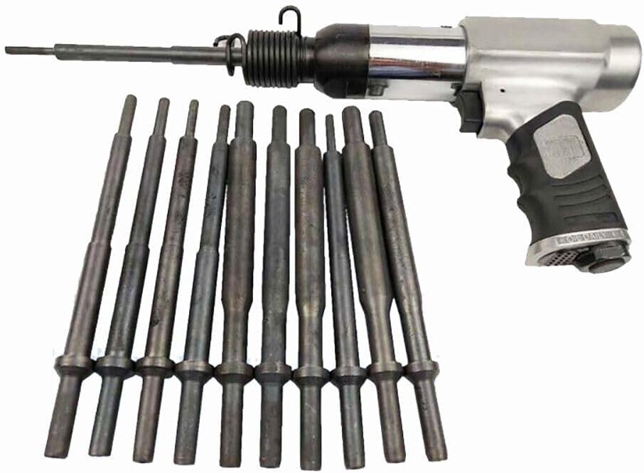 Pneumatic Valve Guide Dismounting Tool Impact Air Shovel With 11PCS Plunger Chip