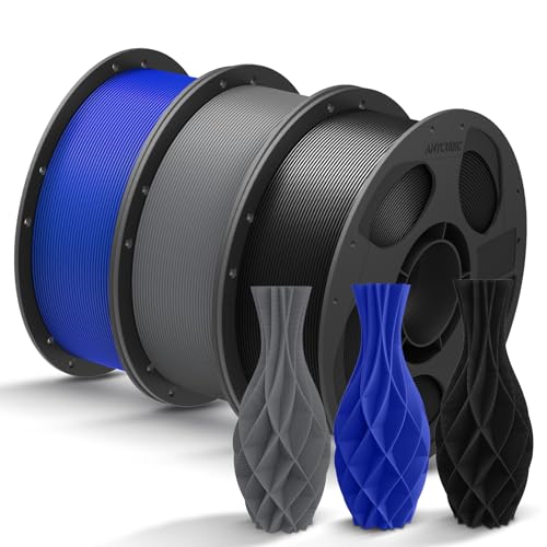 ANYCUBIC Filament PLA pour Imprimantes 3D, 3KG de Filament PLA de 1,75 mm pour l’impression 3D sur Imprimante 3D et Stylo 3D, Avec RFID, Noir + Gris + Bleu Noir + Gris + Bleu 3kg