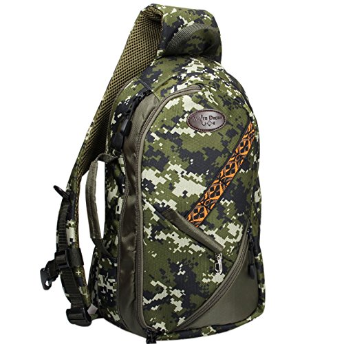 Camo Fishing Sling Pack Adjustable Size Fly Fishing Accessories Tackle Bag Outdoor Sports Sling Crossbody Chest Bag Daypack for Hiking Travel