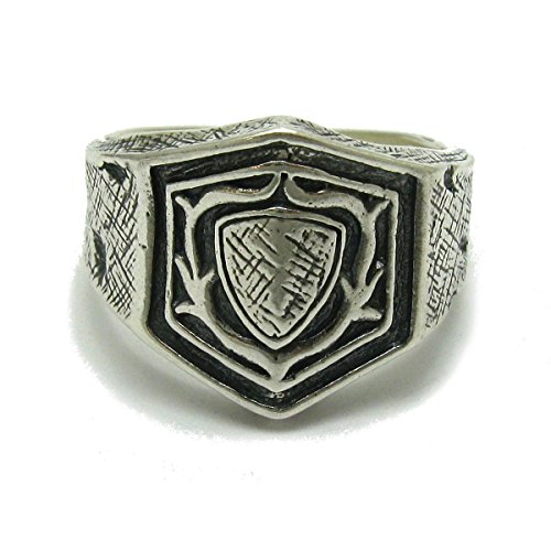 Bague en argent massif 925 Chevalier Bouclier R001706 : chevalière homme en argent véritable