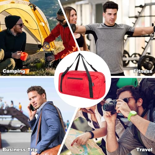 Image of HOLYLUCK Foldable Travel Duffel Bag For Women & Men Luggage Great for Gym -55L, Red