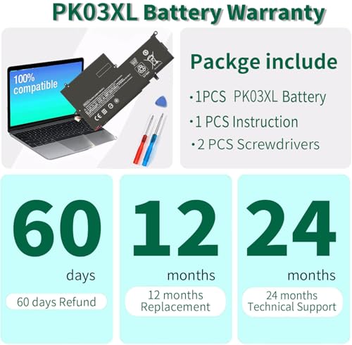 Image of DMKAOLLK 56Wh 789116-005 PK03XL Battery for HP Spectre X360 13-4003dx 13-4005dx 13-4001dx 13-4002dx 13-4101dx 13-4116dx 13-4193dx 13-4103dx 13-4125nr PKO3XL PK03056XL-PL 788237-2C3 11.4V