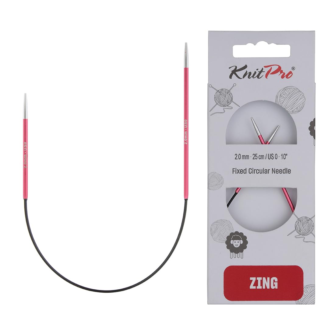 KnitPro Zing Asymmetrische Rundnadeln 10" (25cm) | 2mm