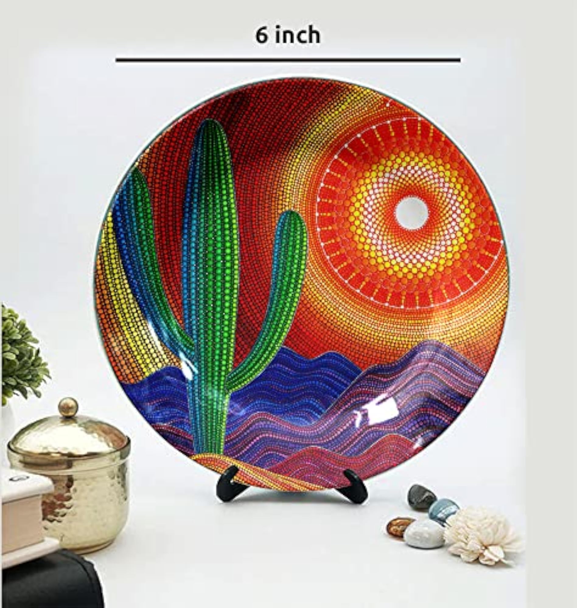 Ceramic Decorative Wall Plates Set with Stand, Home & Office