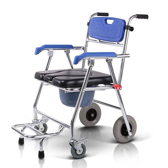 Buy WANGXNCase Wheeled Shower Commode Chair,4 In 1 Chair Shower Commode Folding Wheelchair