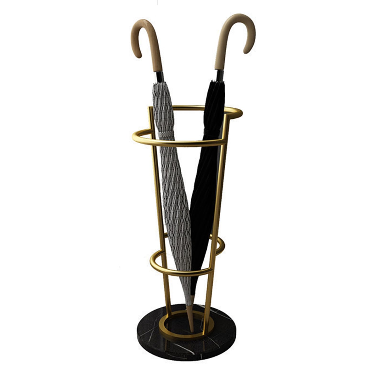 FCXWEVR Metal Umbrella Holder Stand with Marble Base for Umbrella Walking Sticks Free Standing Entryway Rack (Gold+Black)