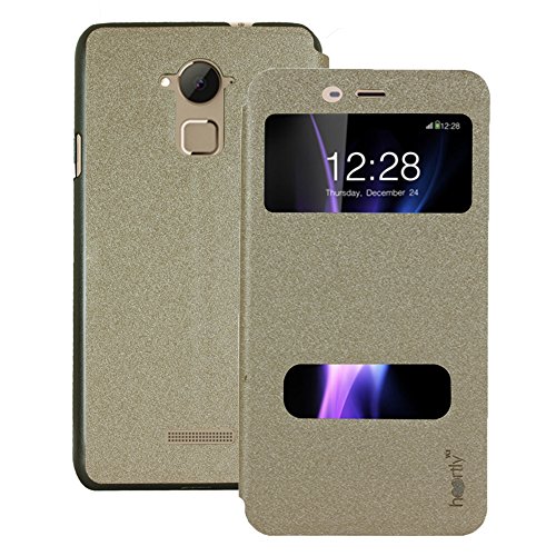 Image of Heartly Gold Sand Sparkle Luxury PU Leather Window Flip Stand Back Case Cover for Coolpad Note 3 /Coolpad Note 3 Plus - Hot Gold