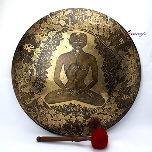 Gong de guérison tibétain sculpté 51 cm pour rituel zen - 6
