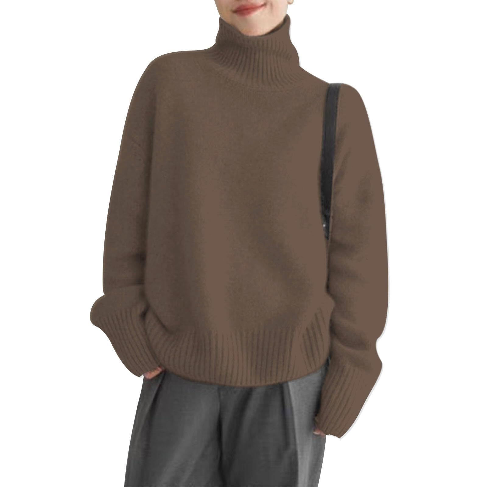 Costaric Womens Turtleneck Sweater Oversized Ribbed Knit Pullover Sweater Loose Casual Dressy 2025 Fall Winter Tops