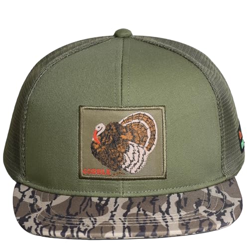 EDTREK Outdoorsman Pro Trucker Breathable Mesh Performance Cap - Flat Brim Snapback Hat (Turkey - Olive Bottomland Camo)