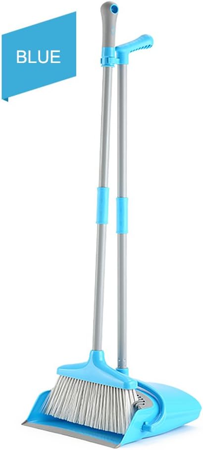 Dust pan and Broom Combi Artifact Standing Upright Foldable Set Home or Office Sweep (Blue)