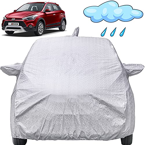 Image of Autofact Waterproof Car Body Cover Compatible with Hyundai I20 Active (2015 to 2019) with Mirror Pockets (Shinning Silver)