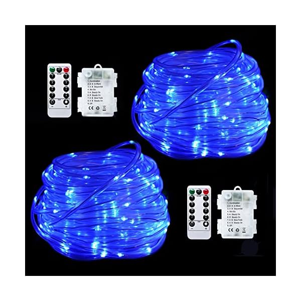 Wakaka 2 pack 100 led battery operated rope lights