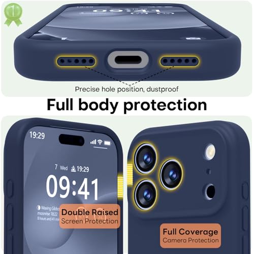 Image of LOVE 3000 Designed for iPhone 17 Pro Case, Premium Silicone [Compatible with Magsafe][Soft Anti-Scratch Microfiber Lining] Shockproof Protective Phone Case for Men Women 6.3 inch, Navy Blue