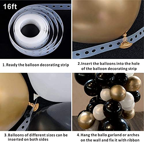 Image of Black Silver Chrome Balloon Arch Kit, 62pcs Black White Silver Balloons Garland Kit for Birthday Decoration, Anniversary Party Supplies for Women, Girls, Men & Boys (Silver Chrome white Black Garland)