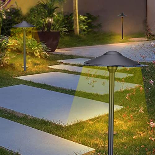 Arrownine Cast Aluminum Low Voltage Landscape Path Area Spread Lighting Pathway Lights Included Ground Spike,Wire Connectors Free Replaceable 3 Watts G4 Led Bulb Warm White 2-Pack (Black Finish) #TOP5