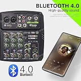 4-kanałowy mikser audio, przenośny mikser dla DJ-ów, profesjonalny mikser DJ z interfejsem USB Bluetooth, efekty MP3, do smartfona, nagrywania komputera, gier, śpiewania (FR-GO 4-kanałowy)