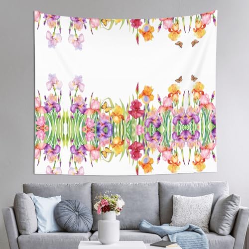 Tapisserie iris et papillons 152x130 cm pour sublimer votre chambre