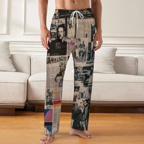 Newspaper Print Pajama Pants for Men Soft Lightweight Lounge Pj Bottoms with Drawstring Pockets2
