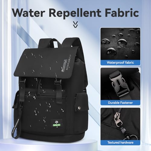35L Large Capacity Lightweight Casual Backpack for Men Women,Water Resistant Durable Daypack fit 17.3inch Laptop Compartment for Travel,Hiking,Work(Black)3