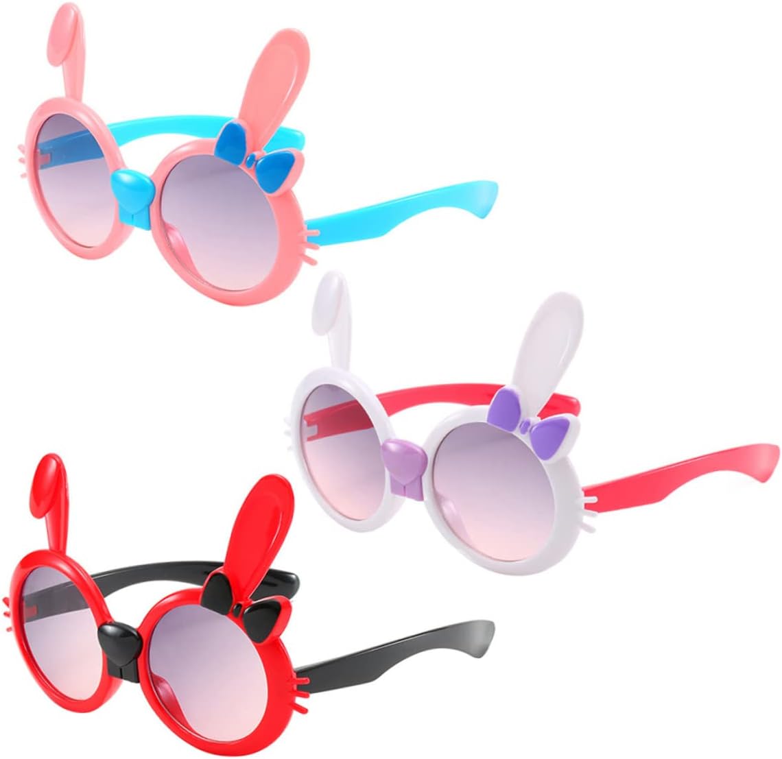 3pcs Sunglasses for Boy Girl Fashionable Party Eyewear Accessories Red White Lightweight Design for Outdoor Activities Daily Wear