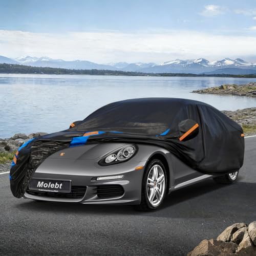 Image of Custom Fit Car Cover for Porsche Panamera (2009-2026), Upgraded Waterproof All Weather Outdoor Auto Cover with Driver Door Zipper & Mirror Pockets, UV /Snow /Dust Protection