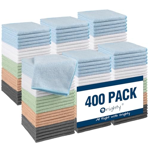Image of Orighty Microfiber Washcloths 400 Pack, Highly Absorbent and Soft Feel Face Cloths, Multi-Purpose Wash Cloths & Hand Towels for Bathroom, Hotel, Spa, and Gym, 12x12 Inch, Multicolor