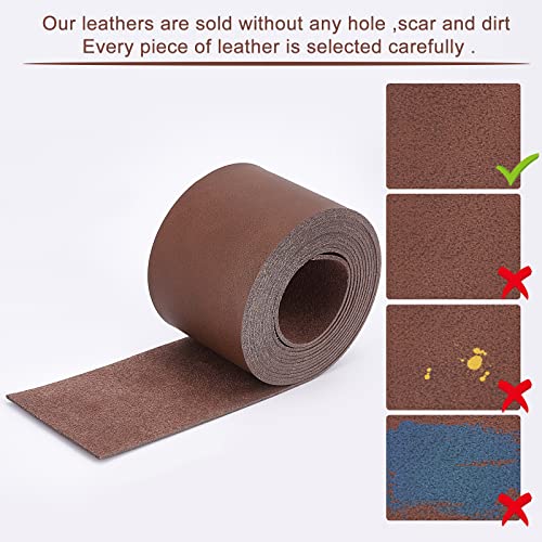 GORGECRAFT Full Grain Leather Straps 1.5 Inches Wide 78 Inches Long Single Sided PU Leather Strip for DIY Crafts Projects Clothing Jewelry Wrapping Making Bag Strap(Dark Brown - Image 4