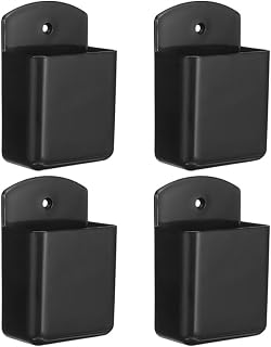 COHEALI Remote Control Holder Wall Mount Organizer Sleek Design with Multiple Compartments 4pcs Black Plastic Storage Box for Tv and Air Conditioner Remotes for Home and Office Use
