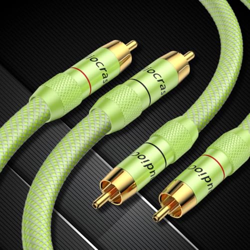 Image of Audiocrast Hi-Fi RCA Cable 3.3FT /1M Dual RCA Male to Male 5N OFC Core Signal Cable Audio Cable for Amplifier,CD,DVD Play,Subwoofer (A51)