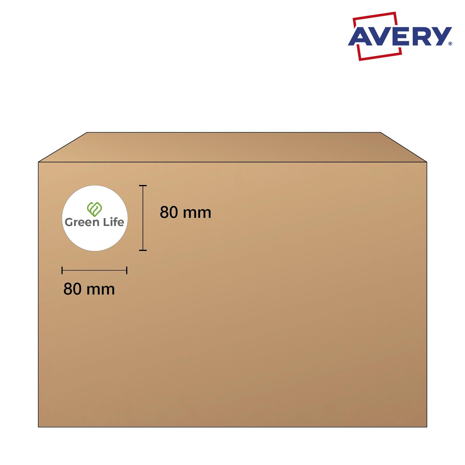 Avery Etiquetas adhesivas de papel reciclado, 500 hojas A4, formato diám. 80 mm, 6 etiquetas por hoja, adhesivo permanente, impresoras láser e inkjet