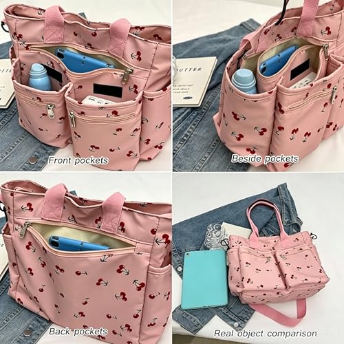 Image of Leopard Print Tote Bag for Women Everyday Work Cheetah Tote Canvas Shoulder Bag with Multiple Pockets for Travel Daily Use