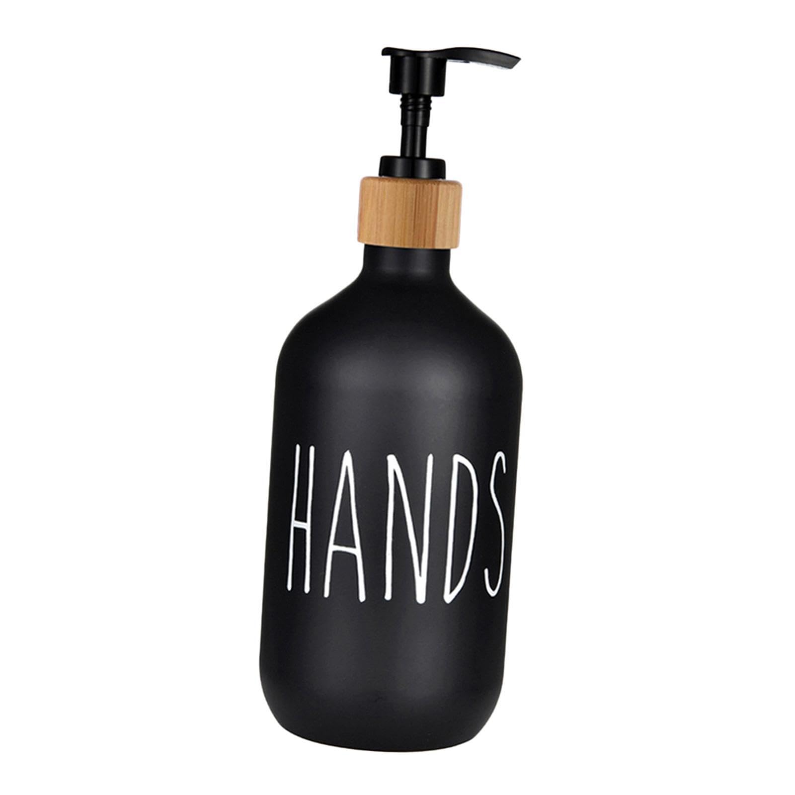 PIXZCSA Reusable Hand Soap Dispenser Waterproof Aesthetically Pleasing Pump Bottles 500ml Refillable Bottle Bathroom Choice Pump Bottles For Liquids Empty, Black Hands, 7x21.6cm